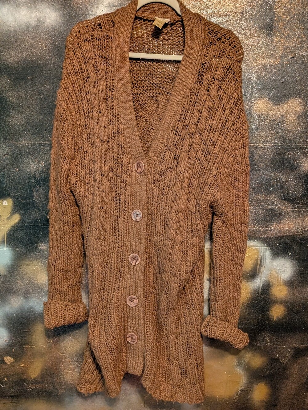 Daytrip Brown Chunky Knit Button-Up Cardigan